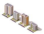 Set of the isometric town buildings