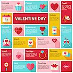 Flat Design Vector Icons Infographic Valentine Day Concept. Design elements for mobile and web applications with long shadow. Love holiday.