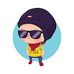Vector Illustration of A Young Hipster Boy Cartoon Character