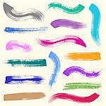 Big vector retro colorful brush strokes collection isolated