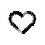 Black vector heart icon brush strokes design isolated