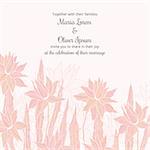 Wedding invitation template with sttylish flowers in soft pastel colors