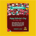 Happy Valentine Day Holiday Template Banner Flyer Modern. Flat Design Vector Illustration of Brand Identity for Wedding Promotion. Love Holiday Colorful Pattern for Advertising.