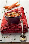 Rustic bean soup with carrot and chickpeas