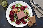 Goose liver terrine on beetroot