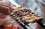 Yakitori skewers on a grill