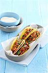 Tacos with beans and sour cream