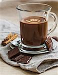 Hot chocolate in a glass cup