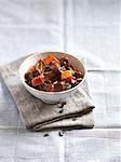 Beef goulash with pumpkin, mushrooms and pumpkin seeds