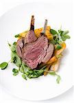 Lamb chops with vegetables and polenta