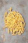 A pile of fusilli pasta