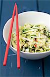 Thai vegetable salad with cucumber, Chinese cabbage, bean sprouts, chilli and coriander