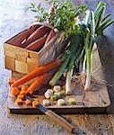 An arrangement of vegetables featuring carrots