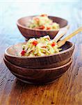 Courgette coleslaw with diced peppers