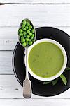 Pea soup with mint (seen from above)