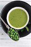 Pea soup with mint (seen from above)