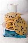 A stack of chocolate chip cookies