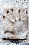 A handprint in dough