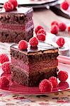 Chocolate sponge cake with a raspberry cream filling