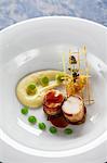 Rabbit wrapped in bacon with green apple and horseradish sauce