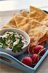 Naan bread with a radish dip