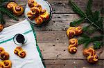 Classical Swedish saffron buns with raisins