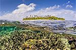 Half above and half below on a remote small Islet in the Badas Island Group off Borneo, Indonesia, Southeast Asia, Asia