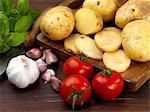 tomato, garlic and basil with potato ingredients