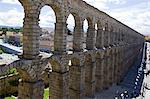 The Roman aqueduct and castle, Segovia, Castile-Leon, Spain, Europe