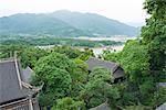 Min river(Min jiang) view from Erwang temple(Erwangmiao), Park of the Dujiangyan irrigation project, Dujiangyan city, Sichuan Province, PRC