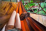 Tourist with tame red howler monkey, Tambopata National Reserve, Puerto Maldonado Amazon Jungle area, Peru, South America