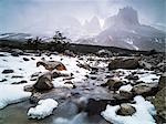 Los Cuernos seen from French Valley (Valle del Frances), Torres del Paine National Park, Patagonia, Chile, South America