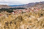 Valle de la Luna (Valley of the Moon) and houses of the city of La Paz, La Paz Department, Bolivia, South America