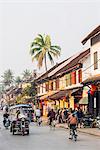 Late afternoon street scene, Luang Prabang, Laos, Indochina, Southeast Asia, Asia