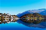 Autumn on the lakeside in St. Moritz, Engadine, Graubunden, Switzerland, Europe