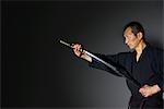 Japanese sword master performing his craft