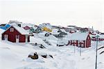 Snow covered traditional houses at Ilulissat, Greenland
