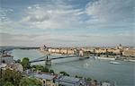 Chain Bridge and ferries on the Danube, Hungary, Budapest