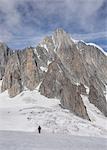 Climber on glacier, Mer de Glace, Mont Blanc, France