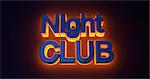 Neon sign illuminated night club. Orange light