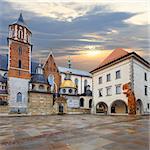 sunset at Royal Archcathedral Basilica of Saints Stanislaus and Wenceslaus on the Wawel Hill (Wawel Cathedral)