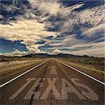 Conceptual image of desert road to Texas