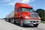 Bulk carrier semi truck on highway at speed