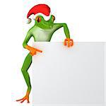 Tropical Christmas frog features a blank template, isolated on white background