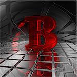 red uppercase letter b in futuristic space - 3d illustration