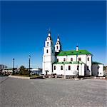 Holy Spirit Cathedral in Minsk, Belarus. View of Main Orthodox Church in Historical Center Nemiga. Square Photo with Copy Space.