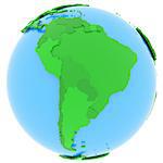 Political map of South America with countries in different shades of green, isolated on white background.