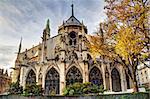 Paris, France -  Notre Dame cathedral from the back of the church.