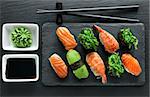 Slate plate with sushi set and wasabi