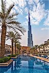 Burj Khalifa Building on a sunny day in Dubai, UAE, Middle East